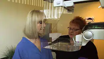 Patient getting a mammogram